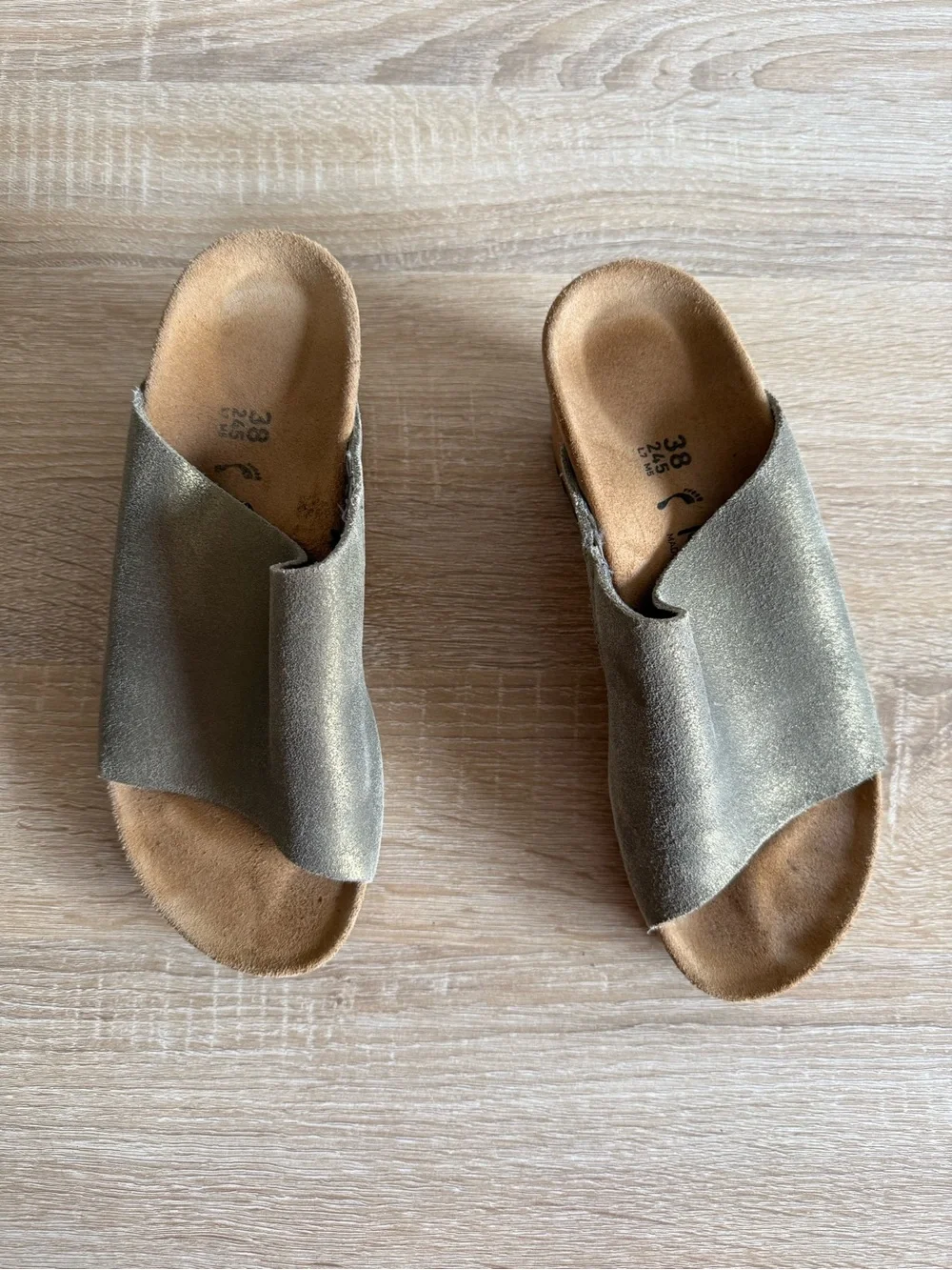 Birkenstock Papillio Namica Washed Metallic Wedge Slide Sandals Sz 38/7-7.5